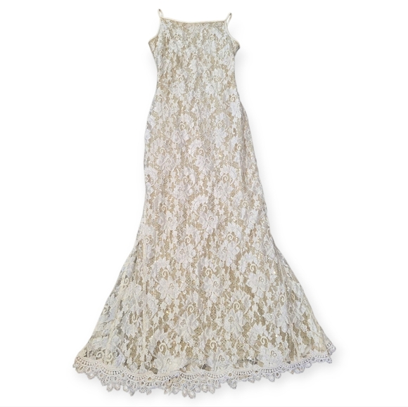 Jessica McClintock Lace Bridal Gown, Size 8 - Picture 1 of 12